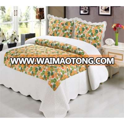 high quality print design velvet king size fitted bedspread