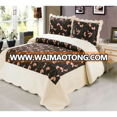 high quality print design velvet bedspread set